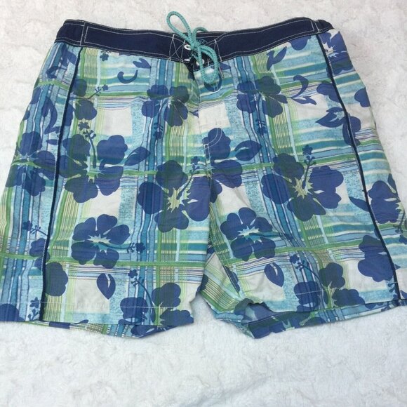 Tommy Bahama Relax Men's Plaid/Floral Swim Trunks Board Shorts Large Tie-Front